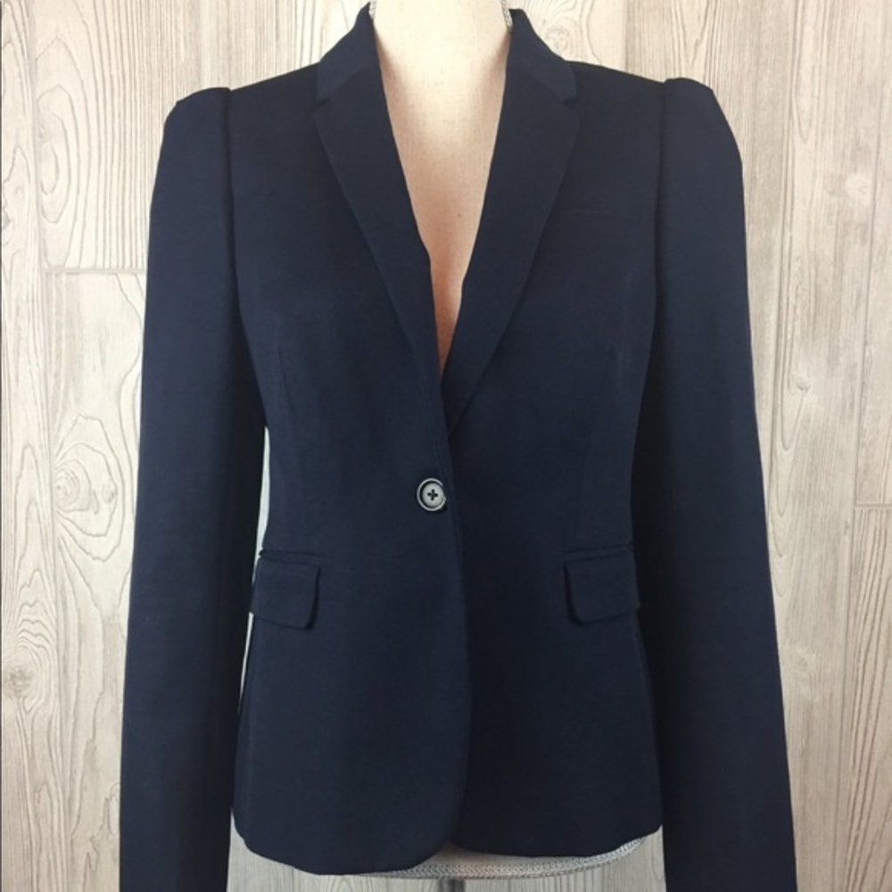 J Crew Navy Cotten Blend Blazer